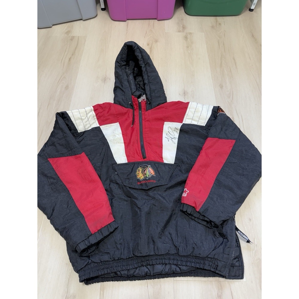 Chicago Blackhawks Vintage 90s Starter NHL Pullover Puffer Jacket Mens XL SIGNED